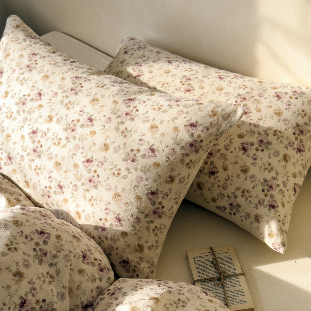 91家纺网 家纺一手货源 找家纺 对白 2026新款A类棉麻文艺风人字纹印花四件套 棉麻-洛神