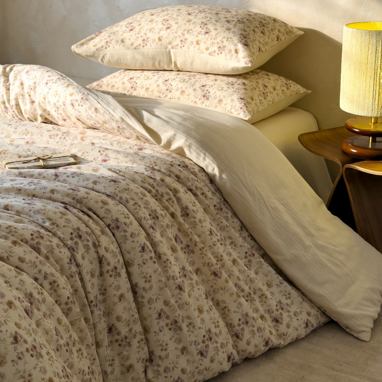 91家纺网 家纺一手货源 找家纺 对白 2026新款A类棉麻文艺风人字纹印花四件套 棉麻-洛神