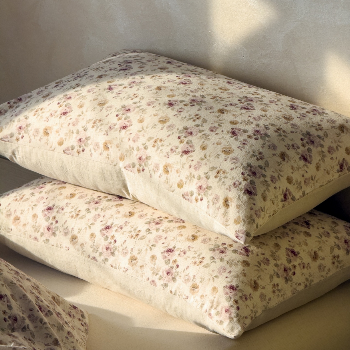 91家纺网 家纺一手货源 找家纺 对白 2026新款A类棉麻文艺风人字纹印花四件套 棉麻-洛神