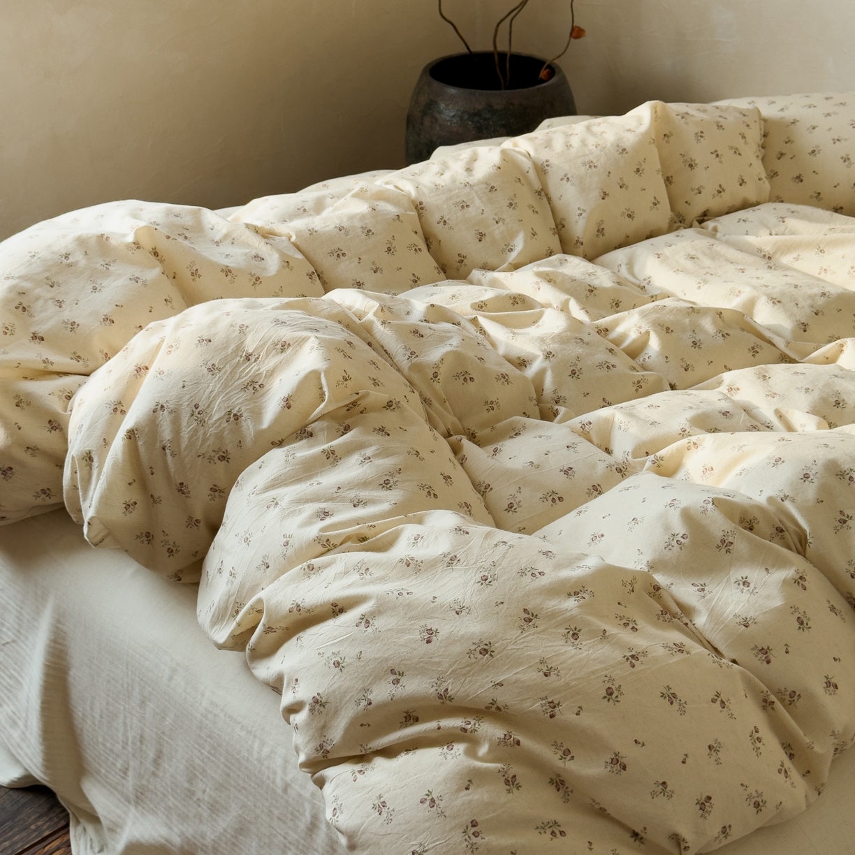 91家纺网 家纺一手货源 找家纺 对白 2026新款A类棉麻文艺风人字纹印花四件套 棉麻-长安