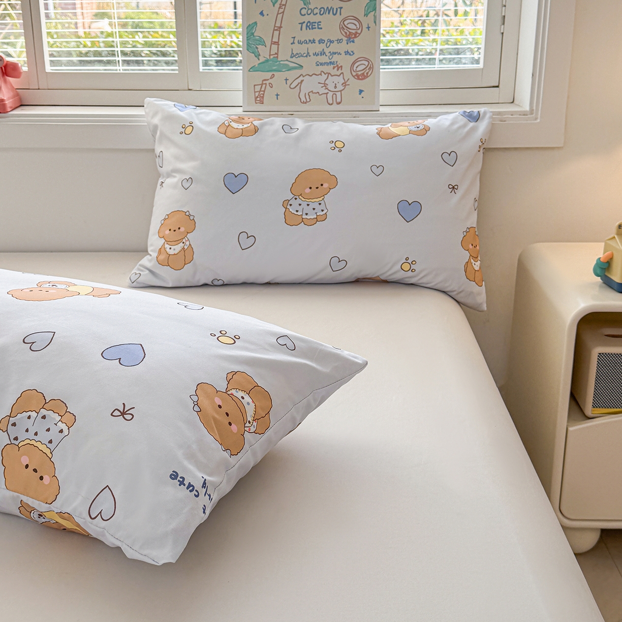 91家纺网 家纺一手货源 找家纺 悦织语 2026新款A类水洗棉双层纱豆豆被大豆夏凉被 开心小狗