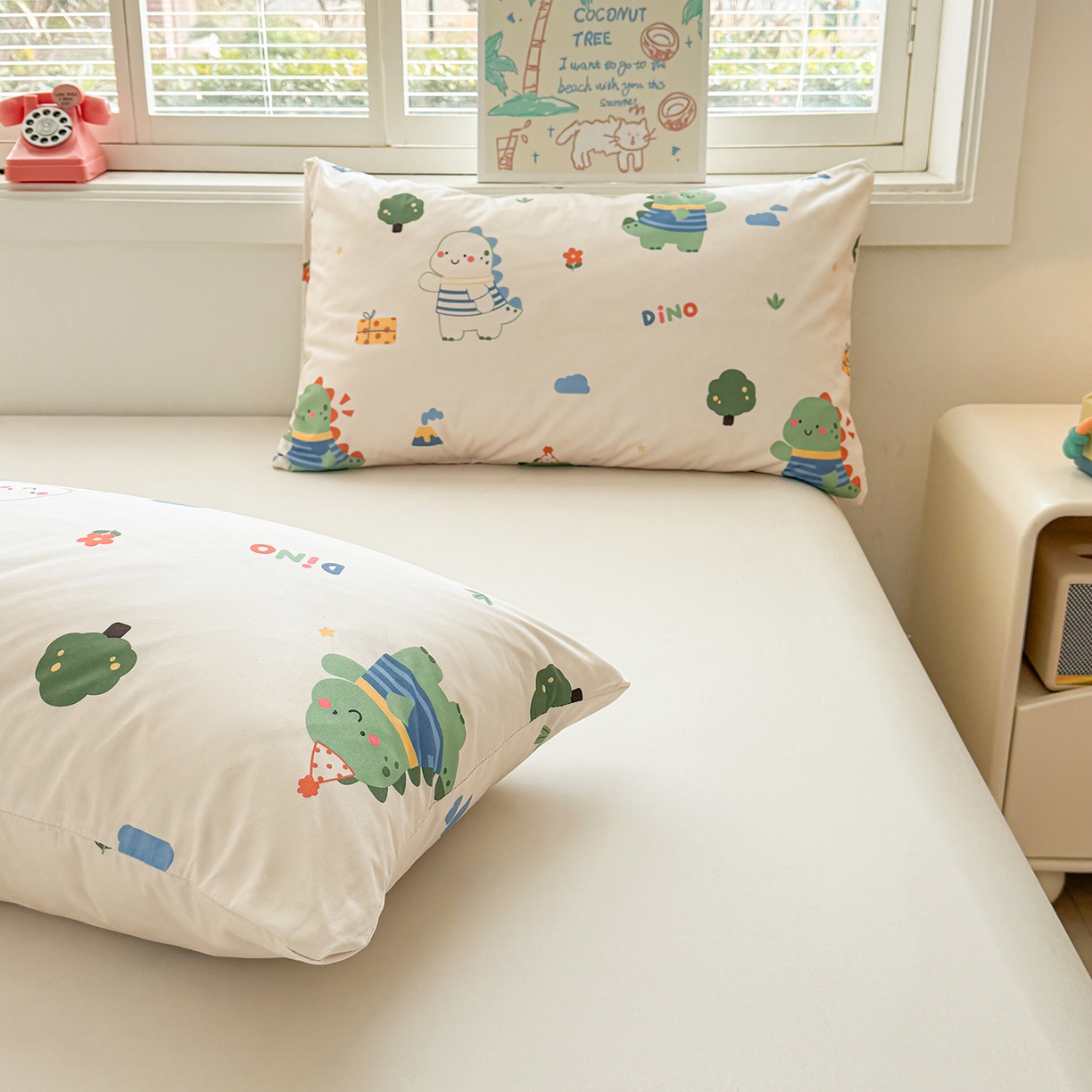 91家纺网 家纺一手货源 找家纺 悦织语 2026新款A类水洗棉双层纱豆豆被大豆夏凉被 恐龙日记