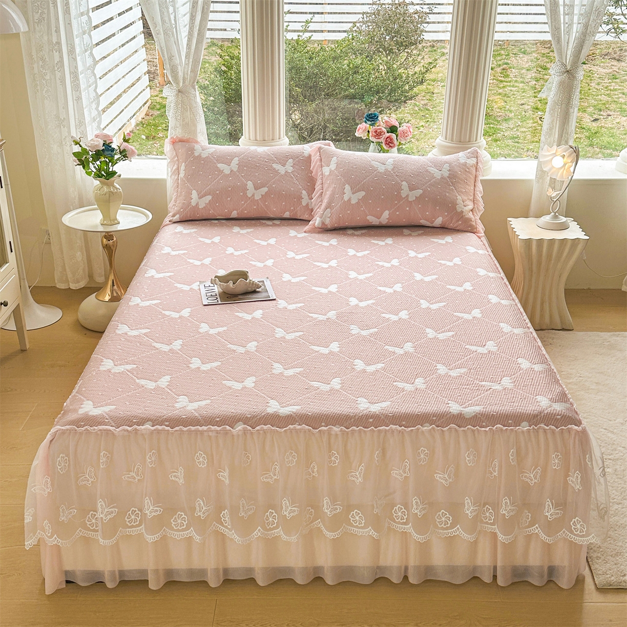 91家纺网 家纺一手货源 找家纺 （总）恒爱家纺 2026新款A类凉感冰豆豆床裙席三件套