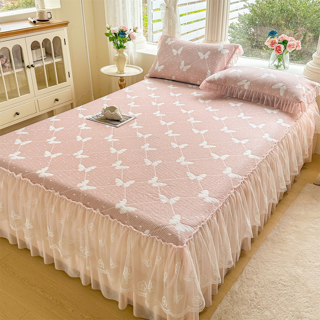 91家纺网 家纺一手货源 找家纺 （总）恒爱家纺 2026新款A类凉感冰豆豆床裙席三件套