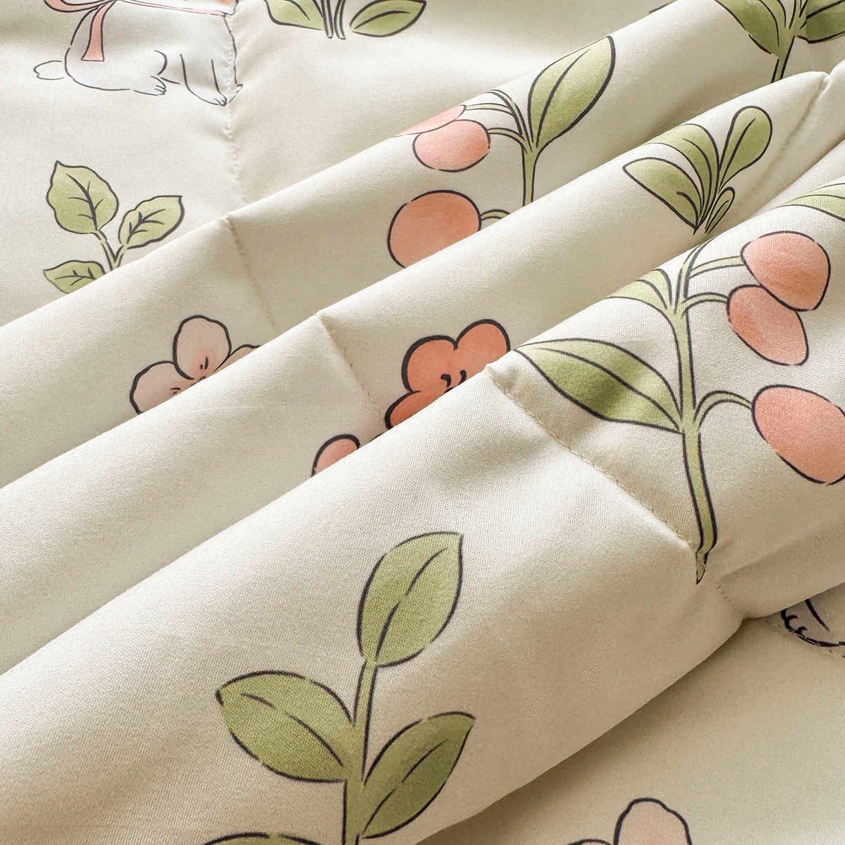 91家纺网 家纺一手货源 找家纺 悦织语 2026新款A类水洗棉双层纱豆豆被大豆夏凉被 微醺兔兔