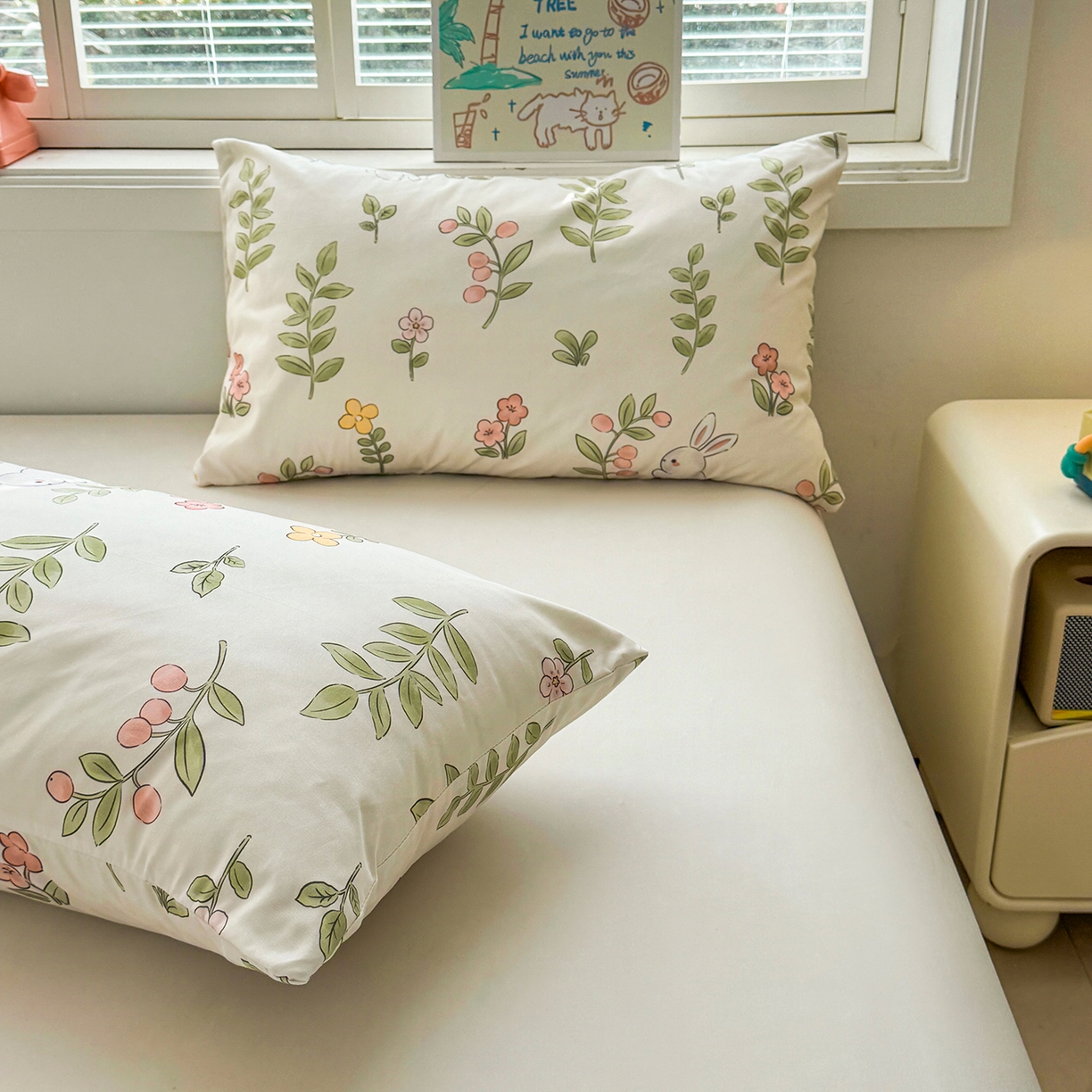 91家纺网 家纺一手货源 找家纺 悦织语 2026新款A类水洗棉双层纱豆豆被大豆夏凉被 微醺兔兔