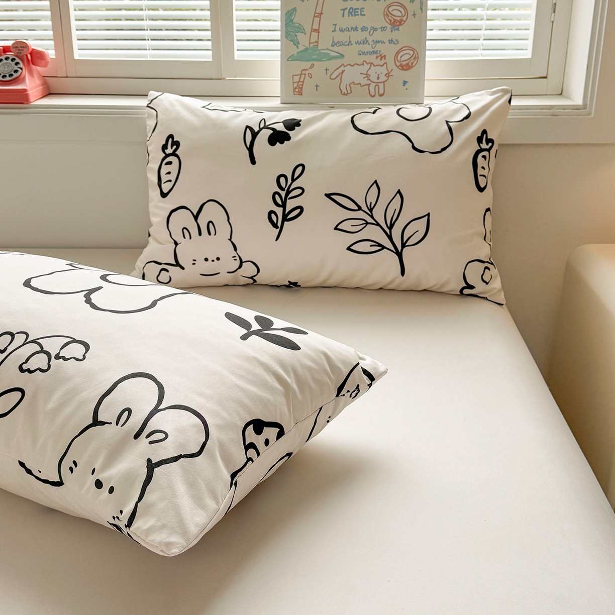 91家纺网 家纺一手货源 找家纺 悦织语 2026新款A类水洗棉双层纱豆豆被大豆夏凉被 线条兔