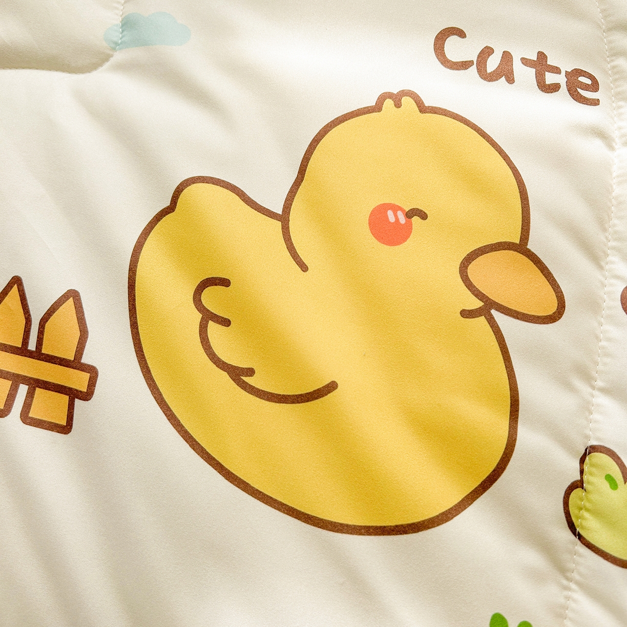 91家纺网 家纺一手货源 找家纺 悦织语 2026新款A类水洗棉双层纱豆豆被大豆夏凉被 可爱鸭