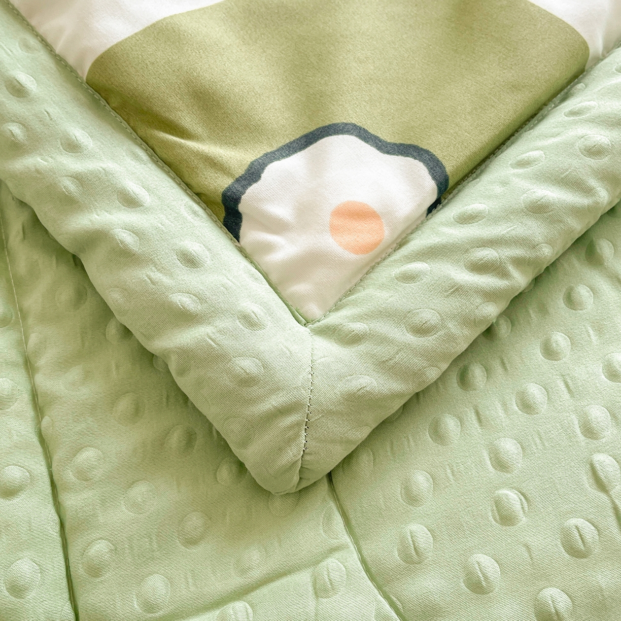 91家纺网 家纺一手货源 找家纺 悦织语 2026新款A类水洗棉双层纱豆豆被大豆夏凉被 格子兔