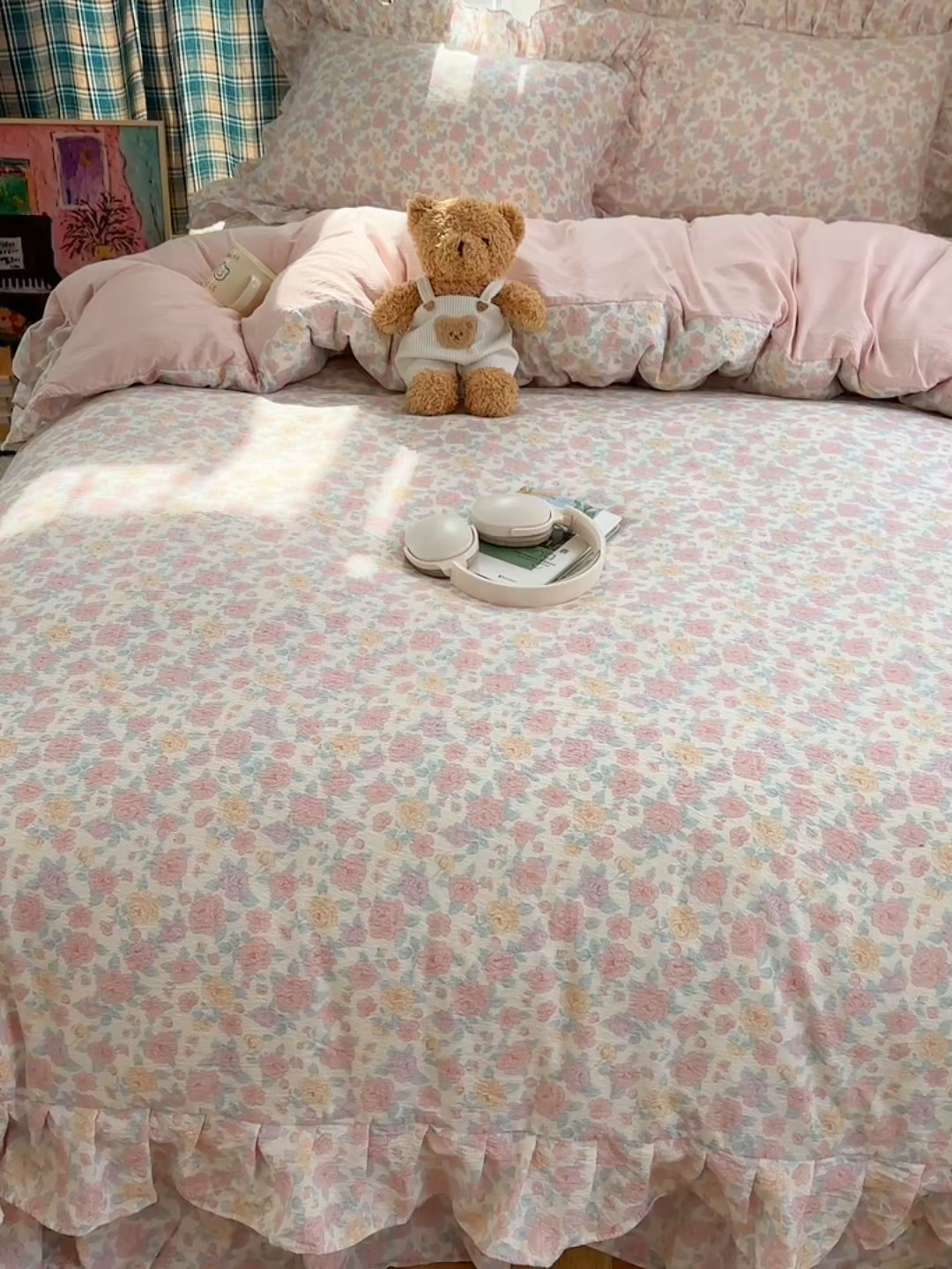 91家纺网 家纺一手货源 找家纺 摩妮卡 2026春夏新款韩版花边水洗棉泡泡纱床盖四件套 星月软糖