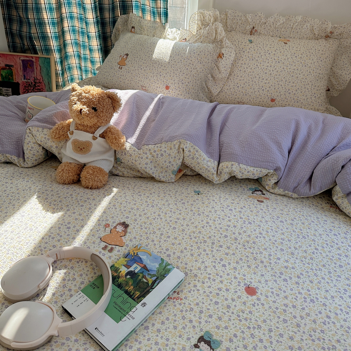 91家纺网 家纺一手货源 找家纺 摩妮卡 2026春夏新款韩版花边水洗棉泡泡纱床盖四件套 小萝莉