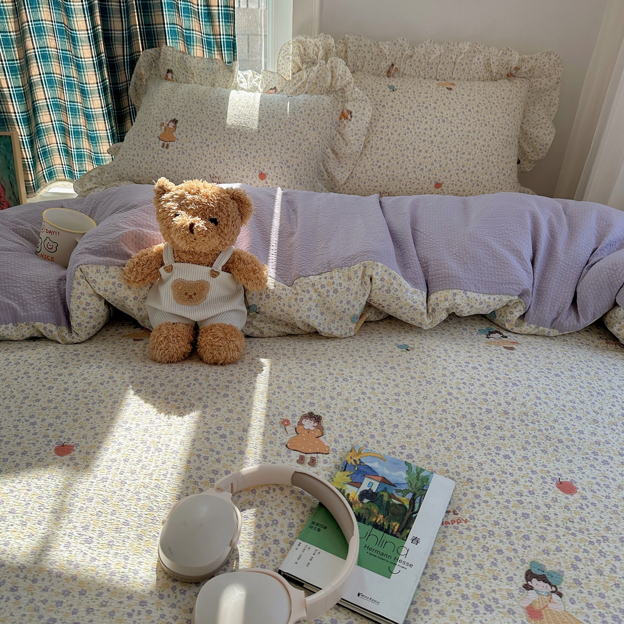 91家纺网 家纺一手货源 找家纺 摩妮卡 2026春夏新款韩版花边水洗棉泡泡纱床盖四件套 小萝莉