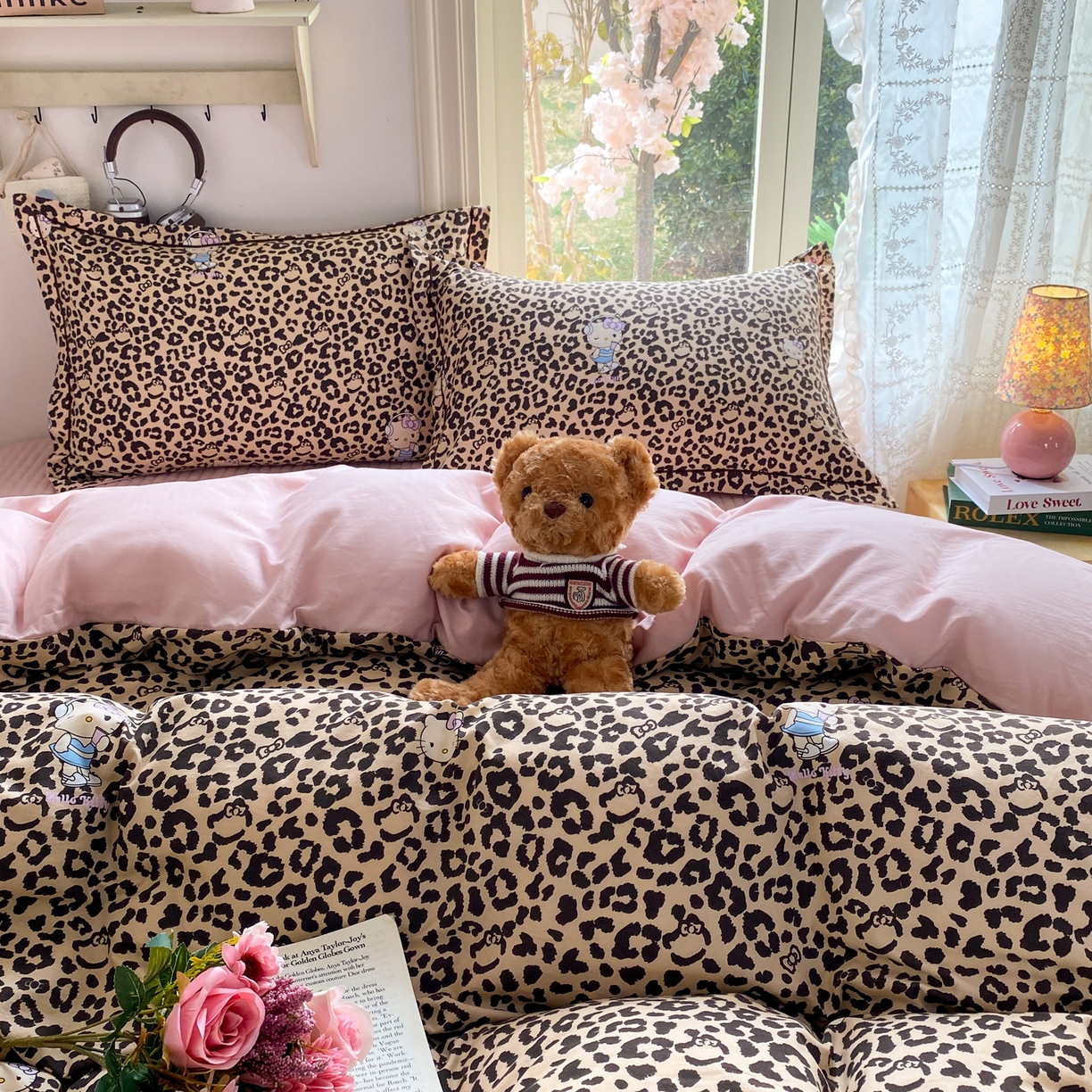 91家纺网 家纺一手货源 找家纺 富之航家纺 2026新款小清新床盖四件套 豹纹kt