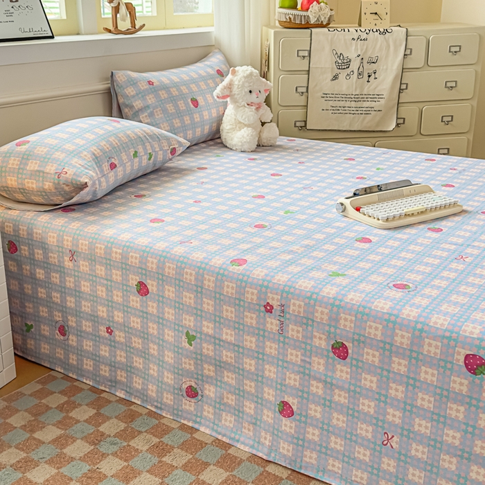 91家纺网 家纺一手货源 找家纺 （总）爱彼家纺 2026新款细沙卡通原棉老粗布床单凉席床单三件套-新升级细沙