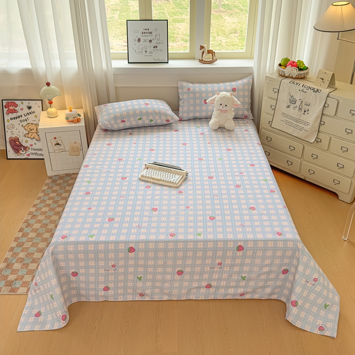 91家纺网 家纺一手货源 找家纺 （总）爱彼家纺 2026新款细沙卡通原棉老粗布床单凉席床单三件套-新升级细沙