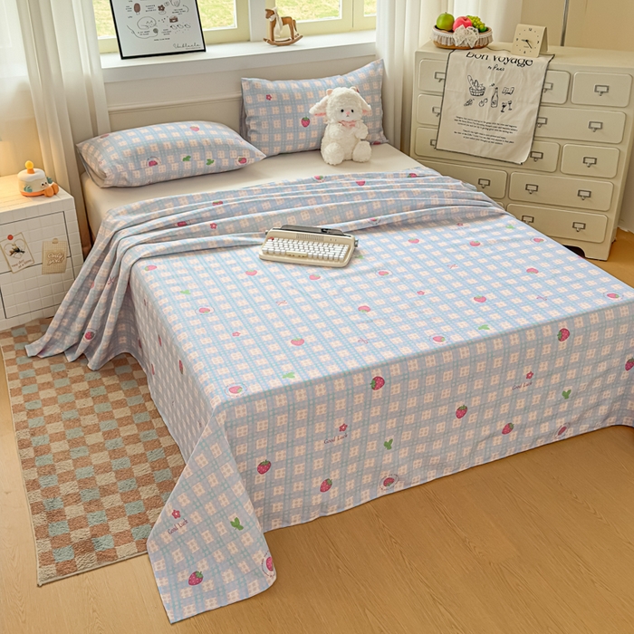 91家纺网 家纺一手货源 找家纺 （总）爱彼家纺 2026新款细沙卡通原棉老粗布床单凉席床单三件套-新升级细沙
