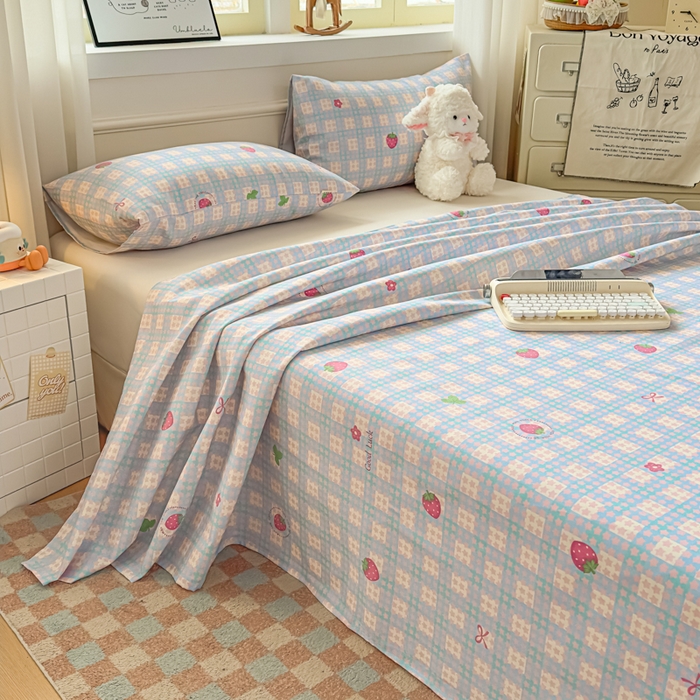 91家纺网 家纺一手货源 找家纺 （总）爱彼家纺 2026新款细沙卡通原棉老粗布床单凉席床单三件套-新升级细沙