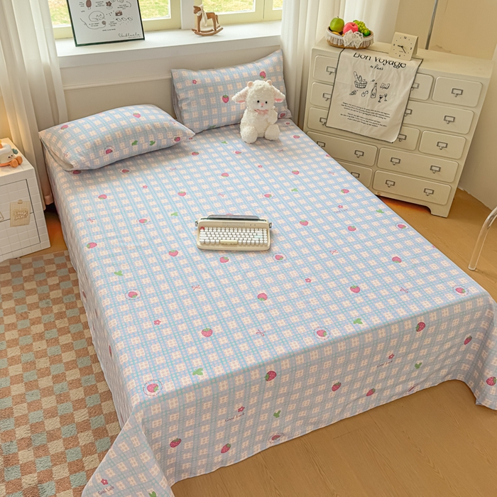 91家纺网 家纺一手货源 找家纺 （总）爱彼家纺 2026新款细沙卡通原棉老粗布床单凉席床单三件套-新升级细沙