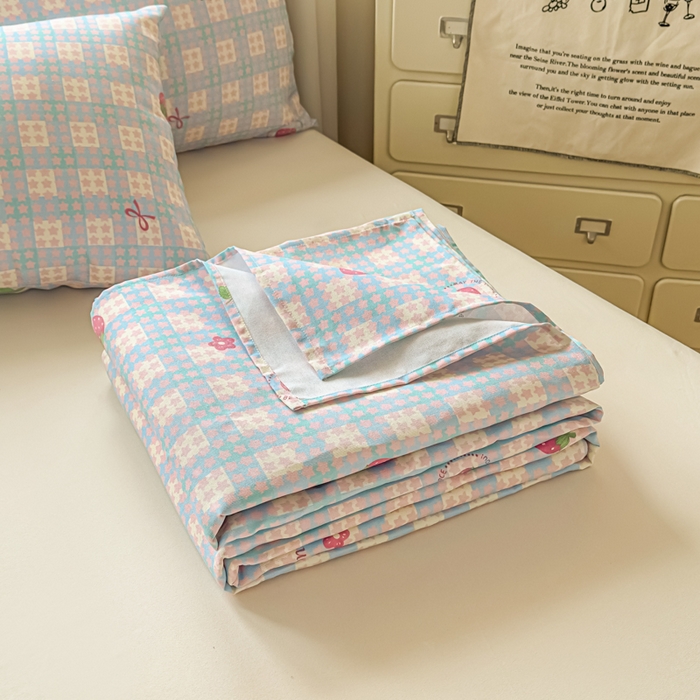 91家纺网 家纺一手货源 找家纺 （总）爱彼家纺 2026新款细沙卡通原棉老粗布床单凉席床单三件套-新升级细沙