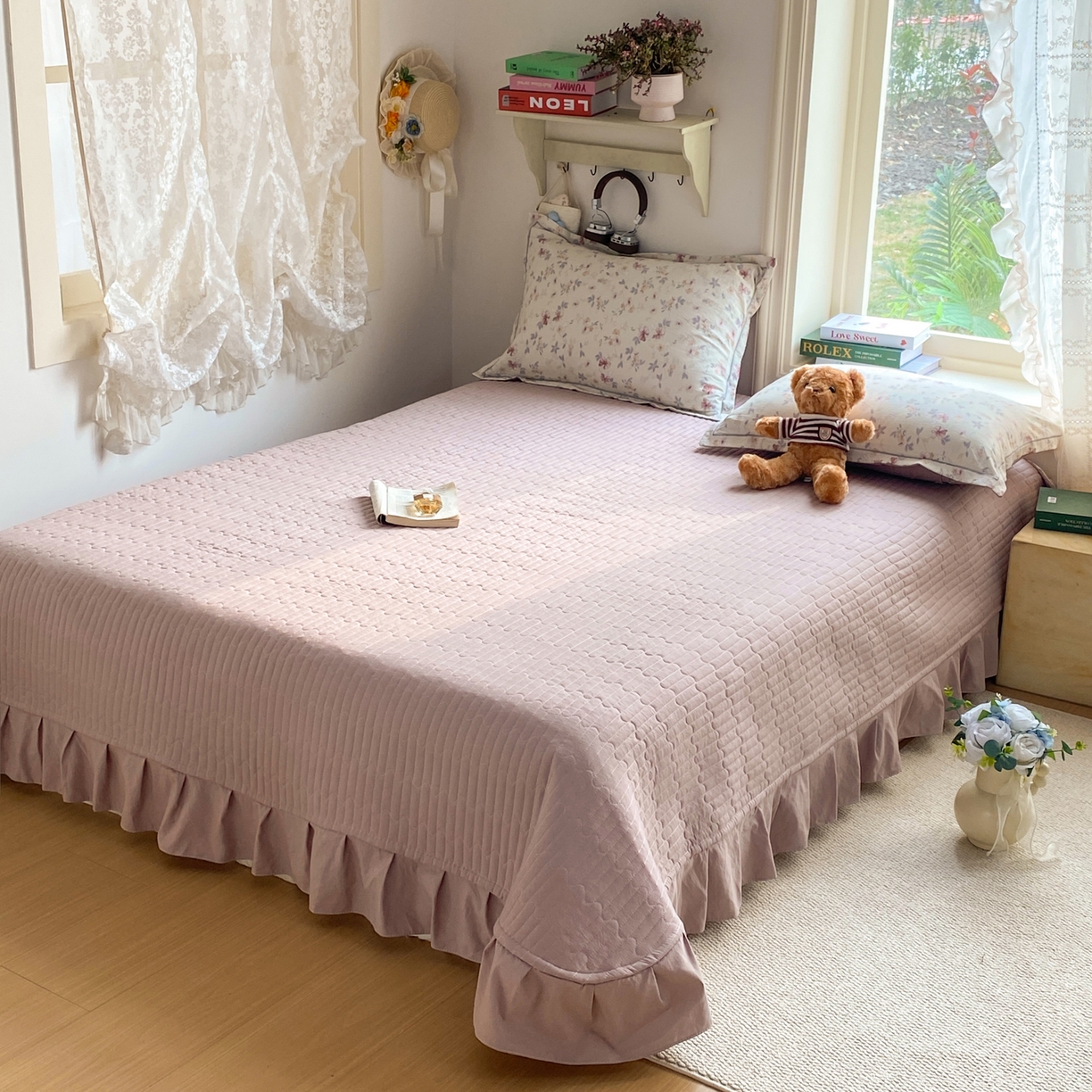 91家纺网 家纺一手货源 找家纺 富之航家纺 2026新款小清新床盖四件套 复古花影