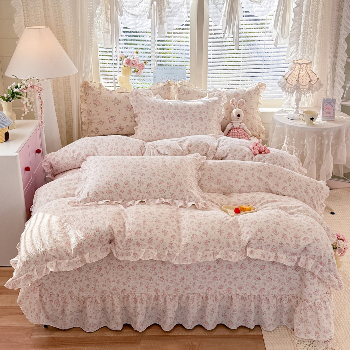 91家纺网 家纺一手货源 找家纺 逸尚阁  2025新款凉豆豆床裙凉席三件套 黑边凉豆豆-绿