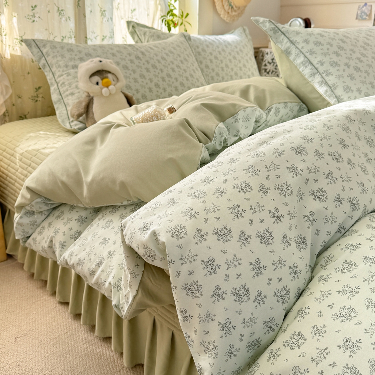 91家纺网 家纺一手货源 找家纺 富之航家纺 2026新款小清新床盖四件套 赫拉