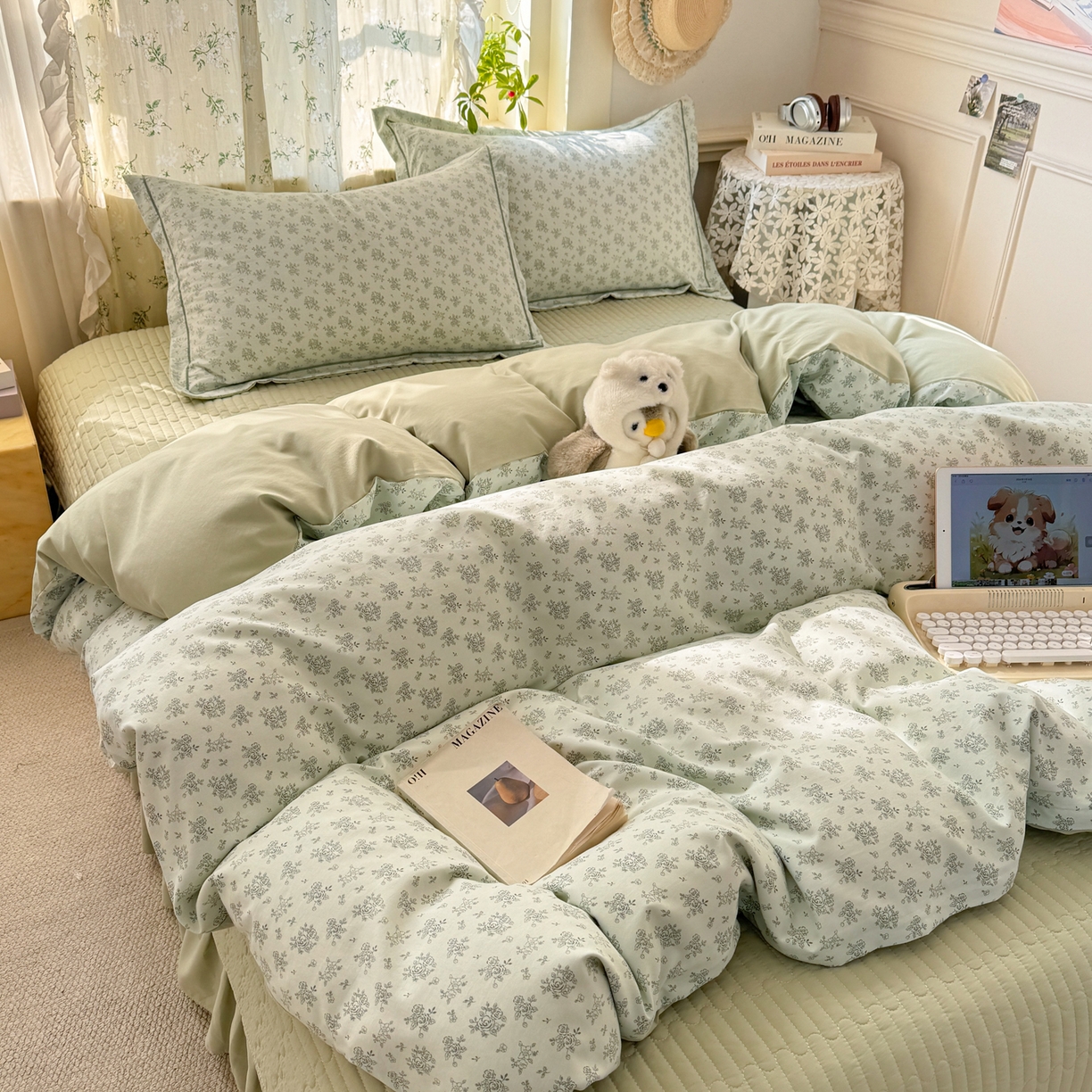 91家纺网 家纺一手货源 找家纺 富之航家纺 2026新款小清新床盖四件套 赫拉