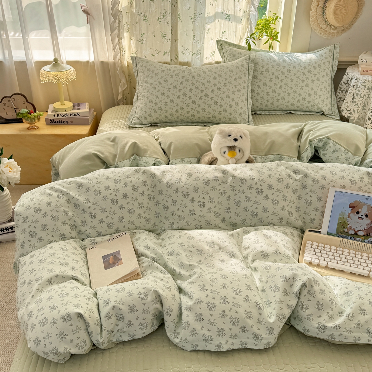 91家纺网 家纺一手货源 找家纺 富之航家纺 2026新款小清新床盖四件套 赫拉