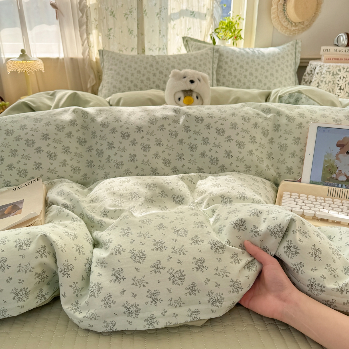 91家纺网 家纺一手货源 找家纺 富之航家纺 2026新款小清新床盖四件套 赫拉