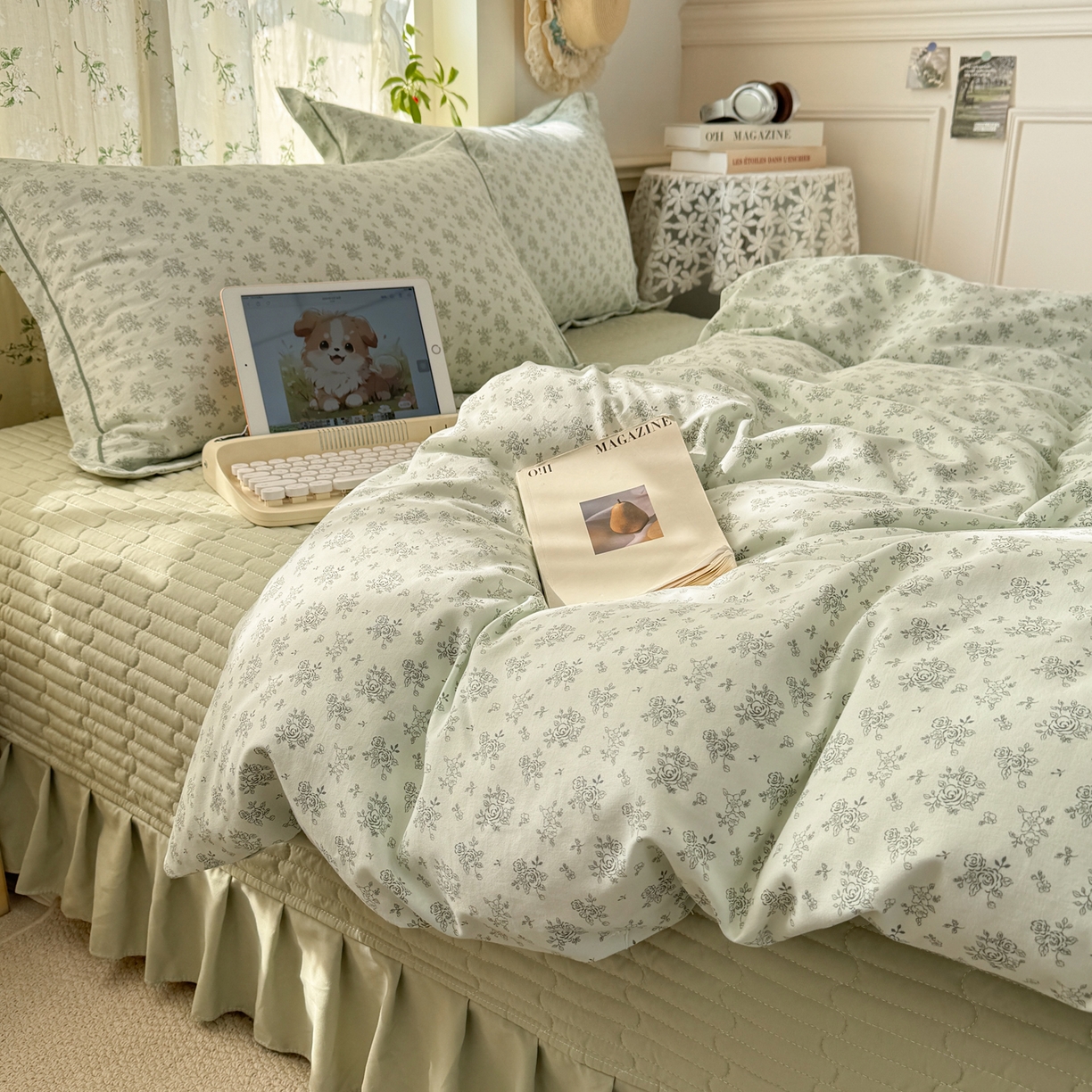 91家纺网 家纺一手货源 找家纺 富之航家纺 2026新款小清新床盖四件套 赫拉