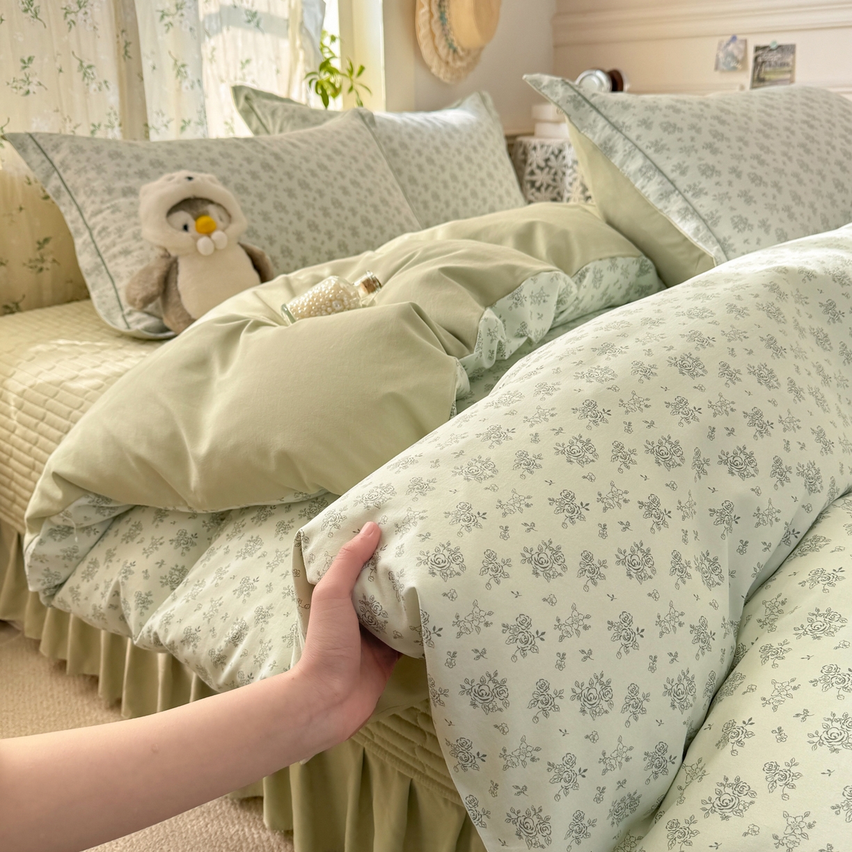 91家纺网 家纺一手货源 找家纺 富之航家纺 2026新款小清新床盖四件套 赫拉