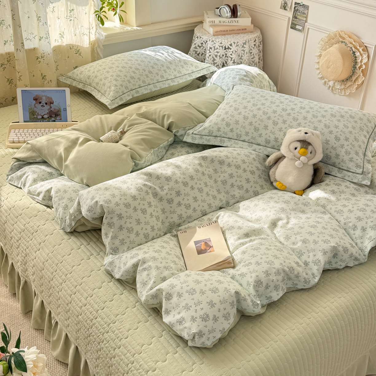 91家纺网 家纺一手货源 找家纺 富之航家纺 2026新款小清新床盖四件套 赫拉