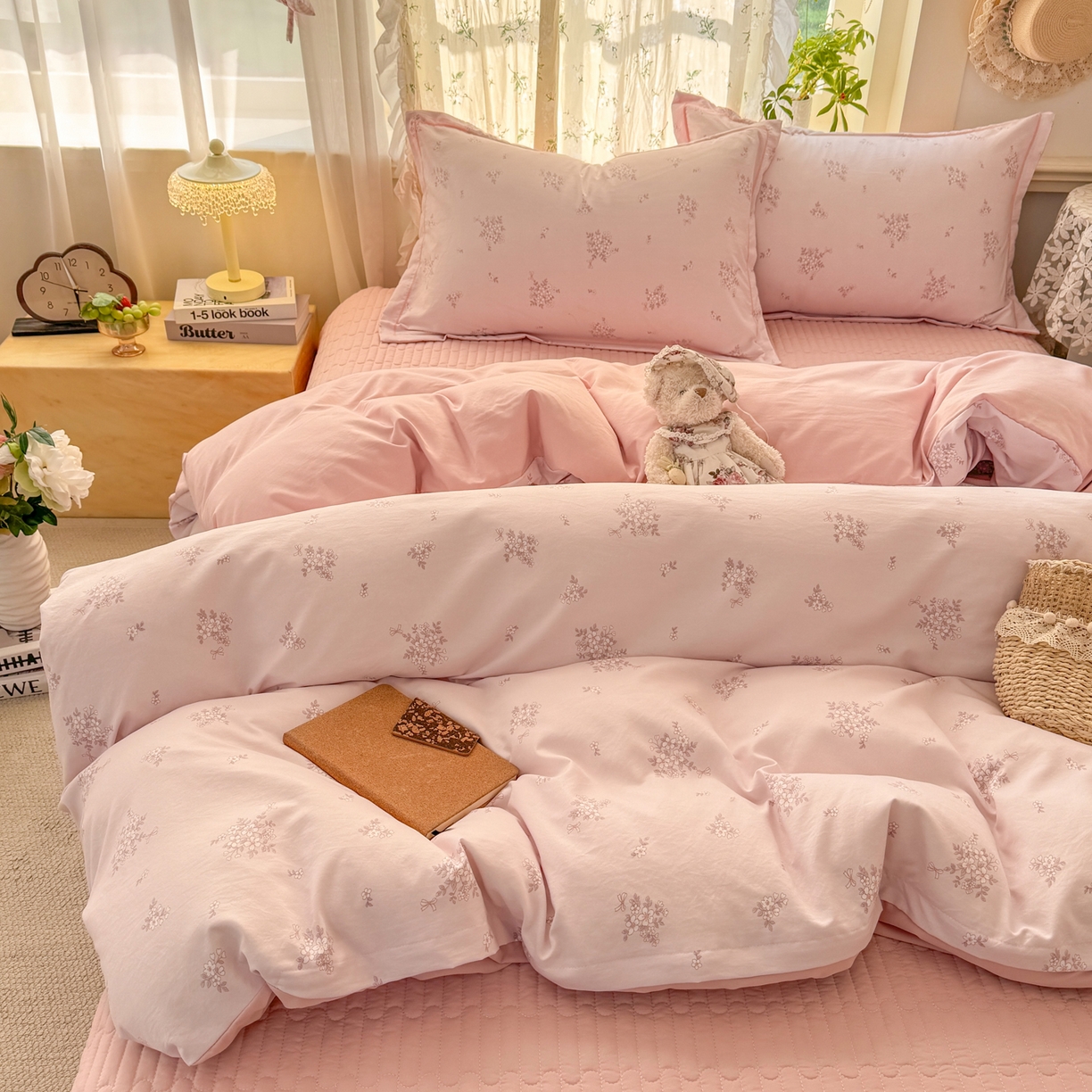 91家纺网 家纺一手货源 找家纺 富之航家纺 2026新款小清新床盖四件套 花恋