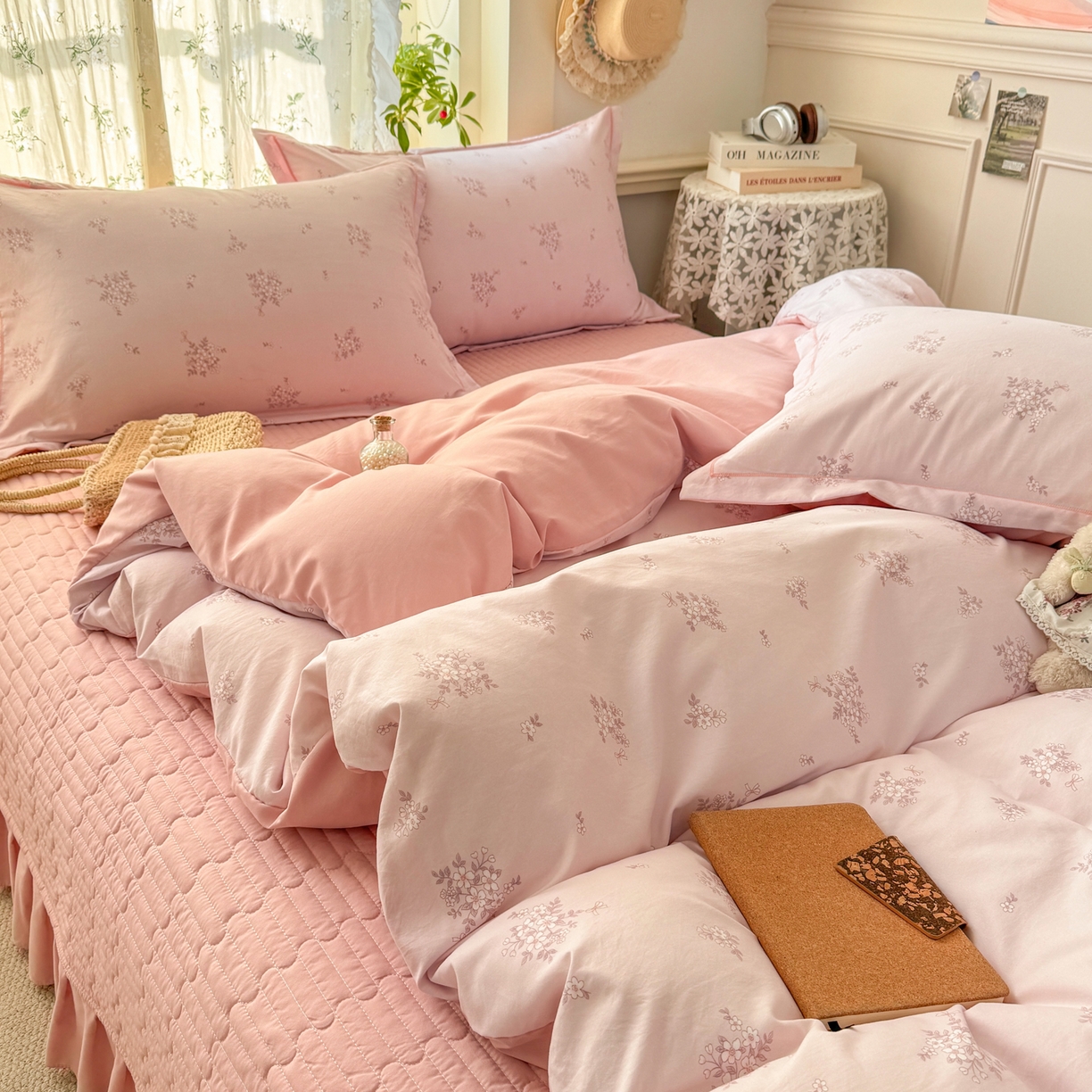 91家纺网 家纺一手货源 找家纺 富之航家纺 2026新款小清新床盖四件套 花恋