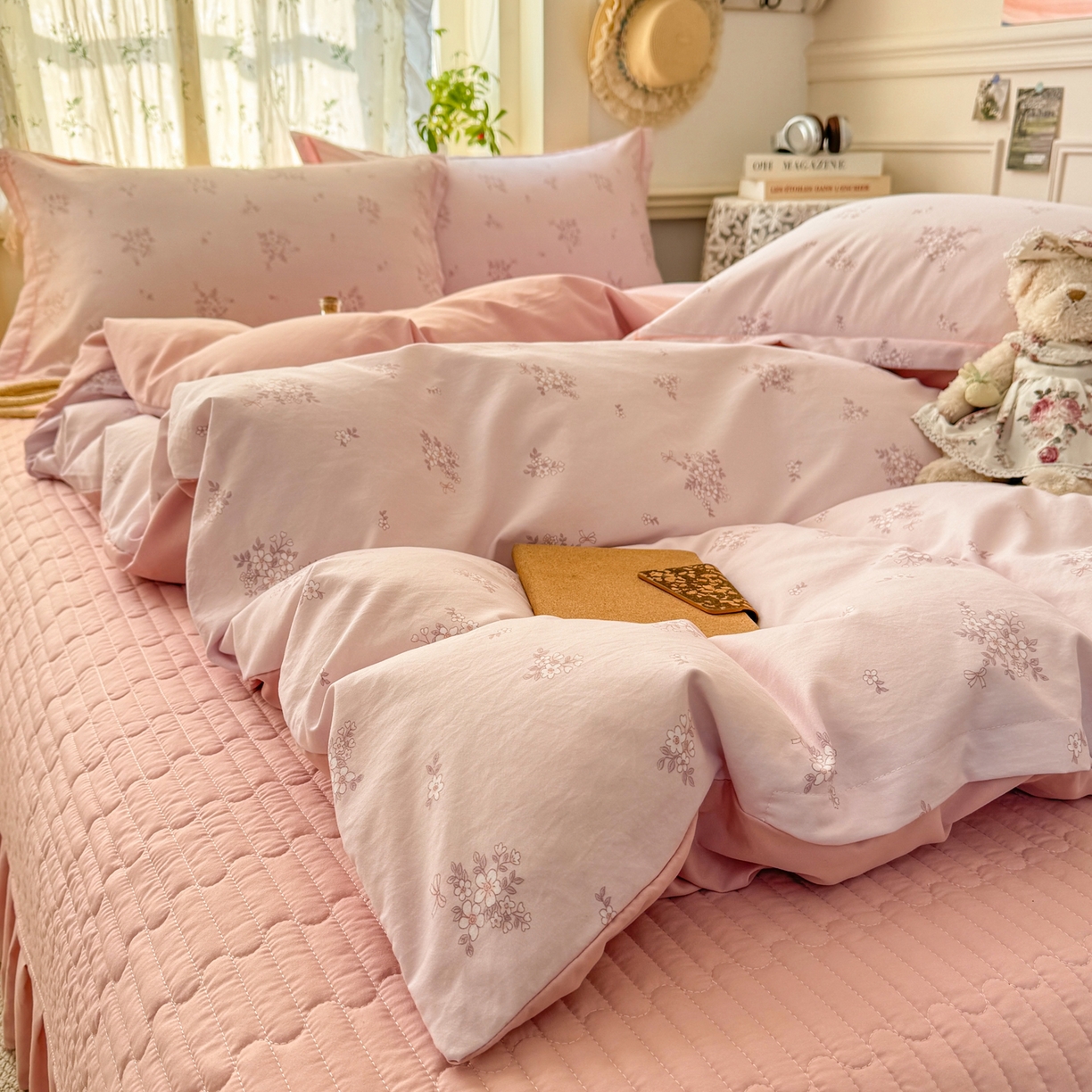 91家纺网 家纺一手货源 找家纺 富之航家纺 2026新款小清新床盖四件套 花恋