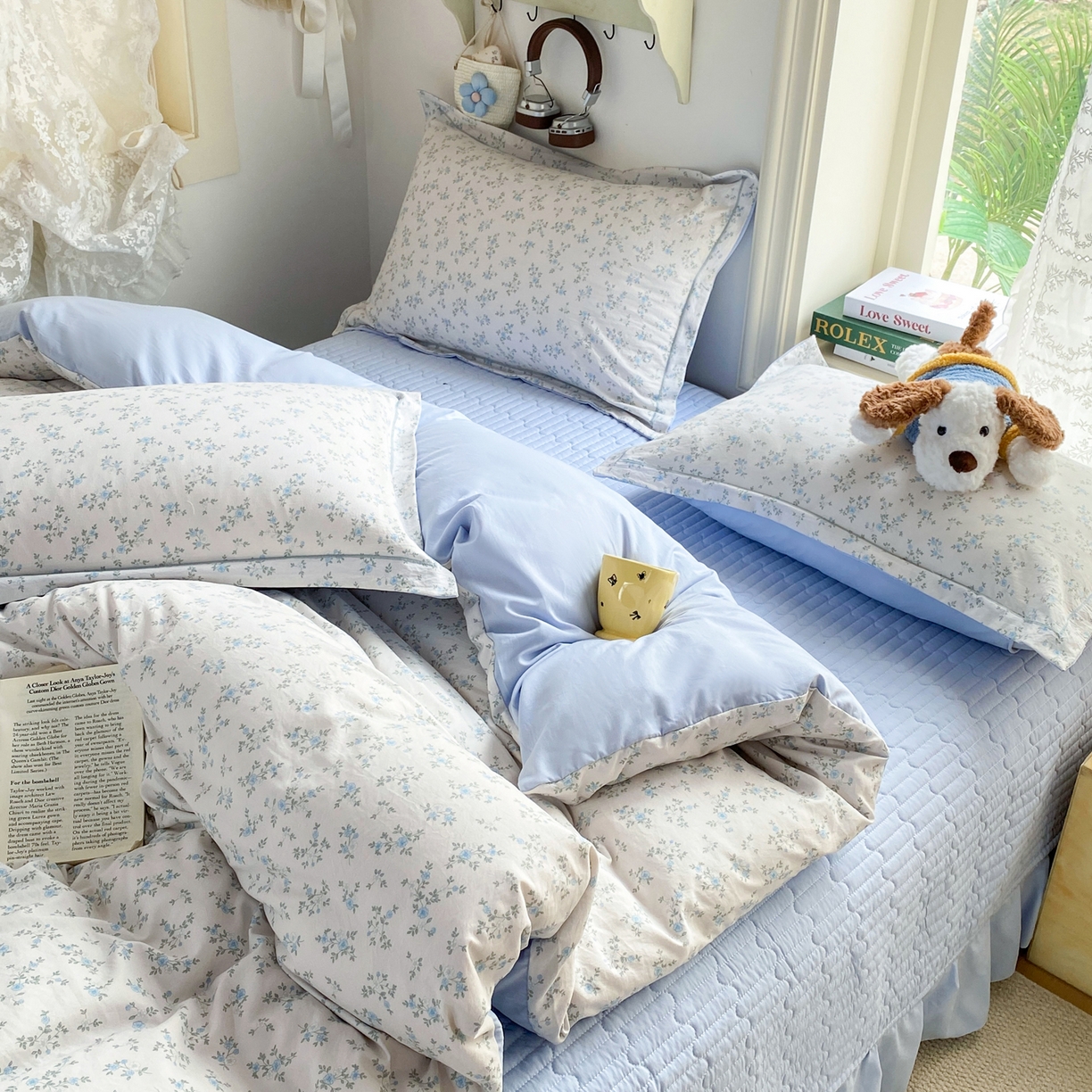 91家纺网 家纺一手货源 找家纺 富之航家纺 2026新款小清新床盖四件套 花田梦