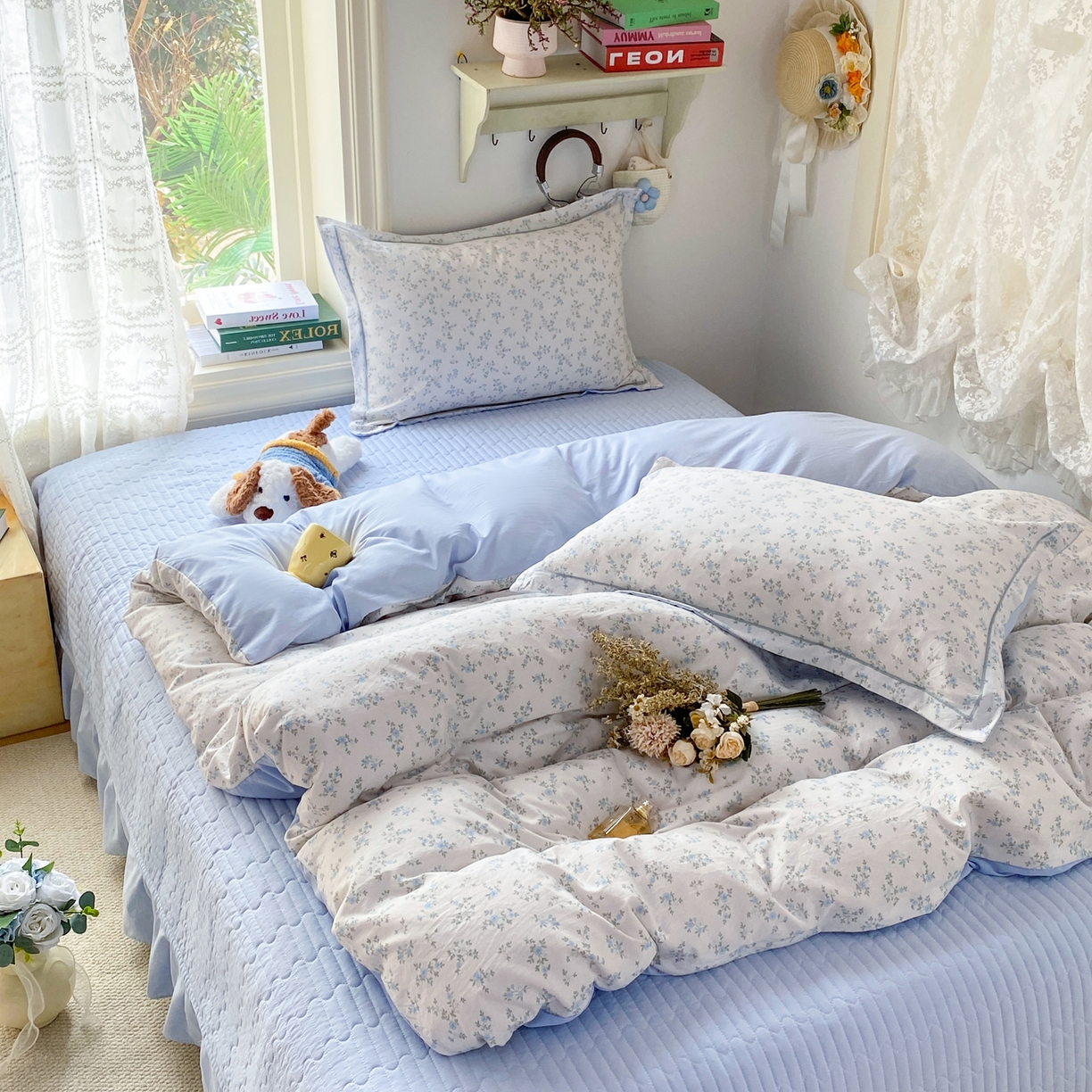 91家纺网 家纺一手货源 找家纺 富之航家纺 2026新款小清新床盖四件套 花田梦