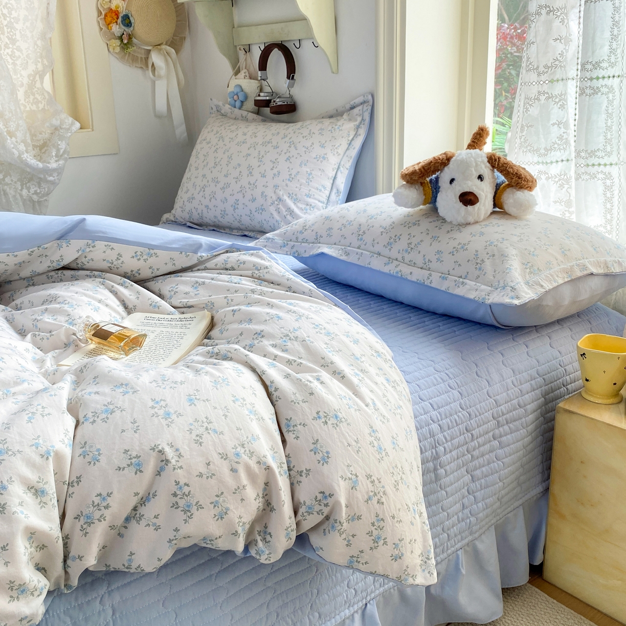 91家纺网 家纺一手货源 找家纺 富之航家纺 2026新款小清新床盖四件套 花田梦