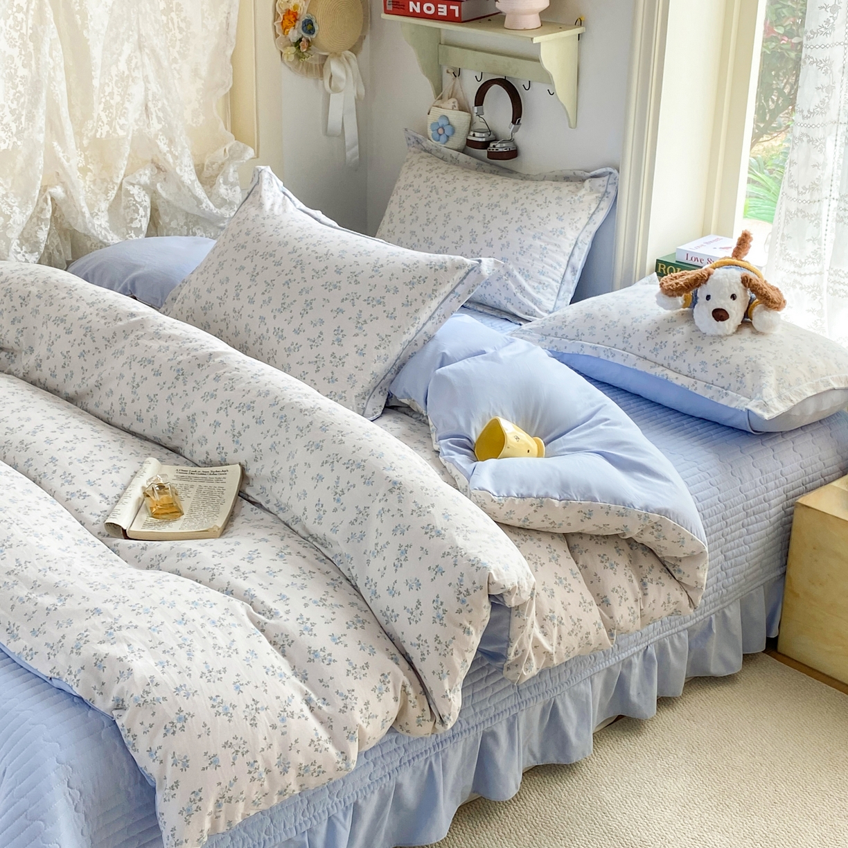 91家纺网 家纺一手货源 找家纺 富之航家纺 2026新款小清新床盖四件套 花田梦