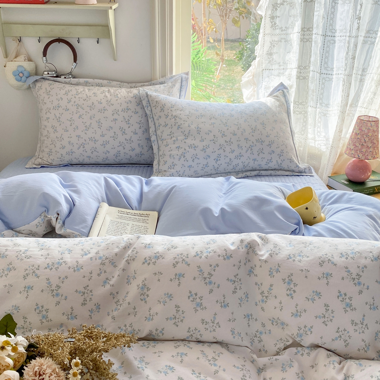 91家纺网 家纺一手货源 找家纺 富之航家纺 2026新款小清新床盖四件套 花田梦