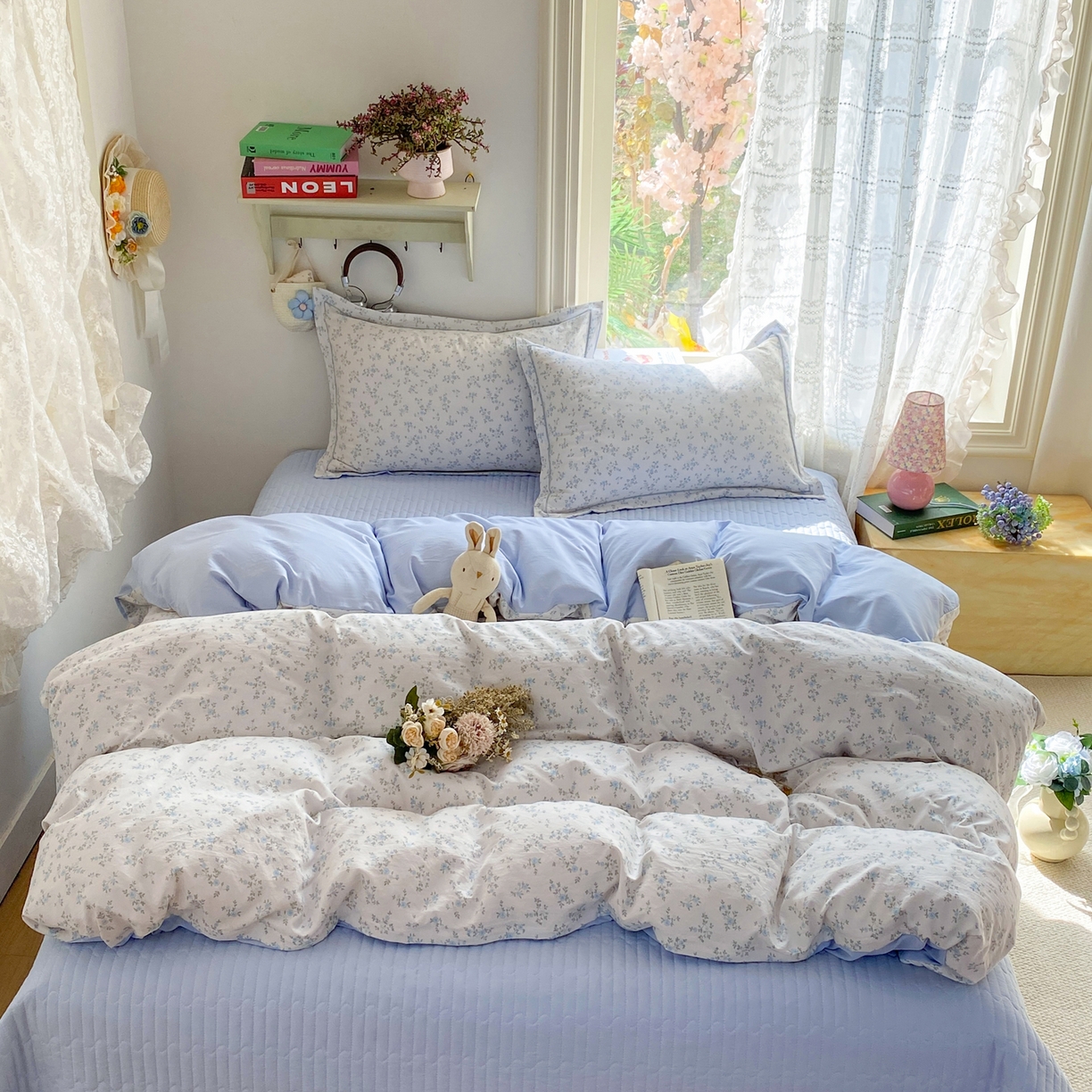 91家纺网 家纺一手货源 找家纺 富之航家纺 2026新款小清新床盖四件套 花田梦