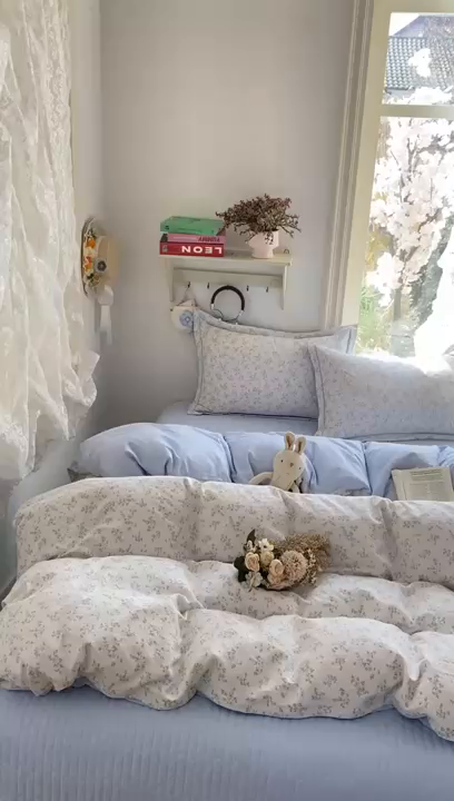 91家纺网 家纺一手货源 找家纺 富之航家纺 2026新款小清新床盖四件套 花田梦