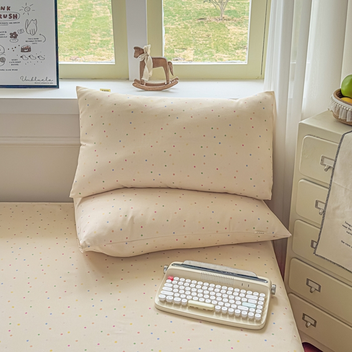 91家纺网 家纺一手货源 找家纺 爱彼家纺 2026新款细沙卡通原棉老粗布床单凉席床单三件套-新升级细沙 彩虹波点