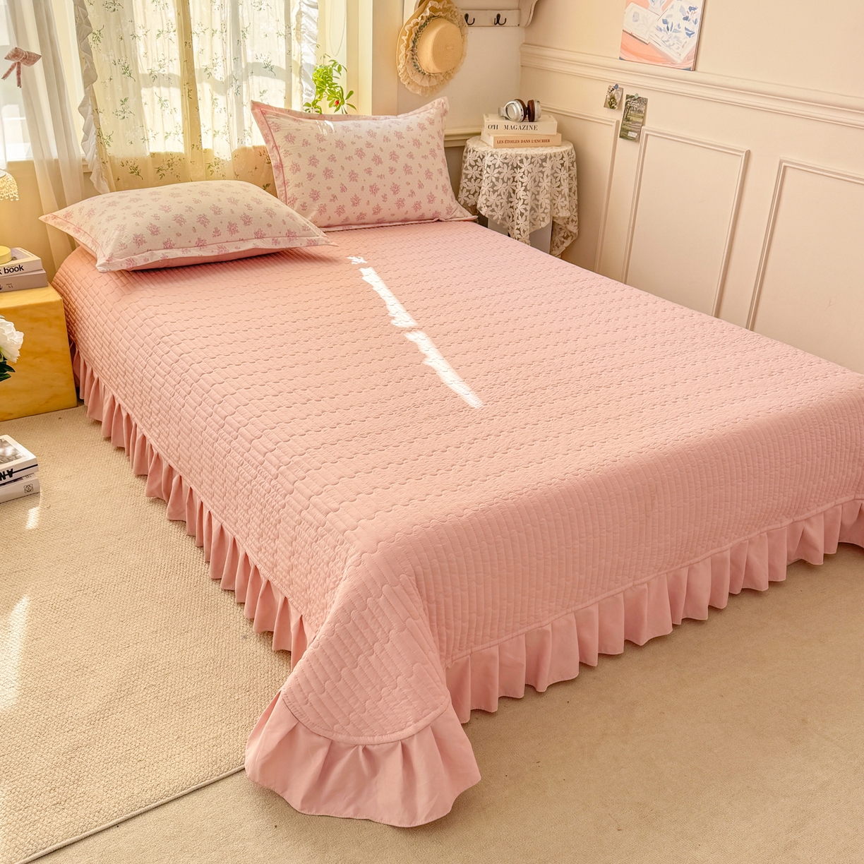 91家纺网 家纺一手货源 找家纺 富之航家纺 2026新款小清新床盖四件套 花颜