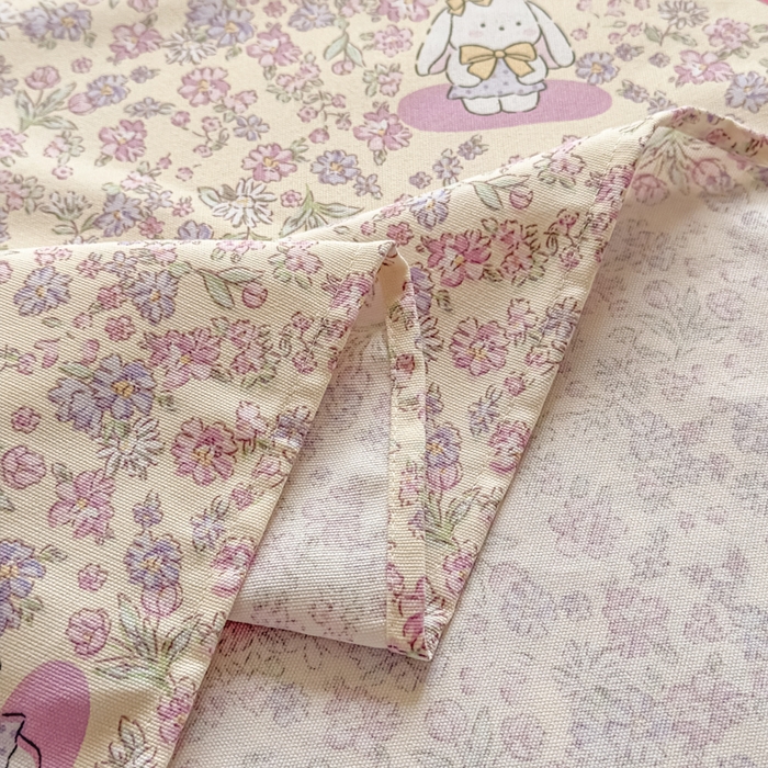 91家纺网 家纺一手货源 找家纺 爱彼家纺 2026新款细沙卡通原棉老粗布床单凉席床单三件套-新升级细沙 粉兔花事