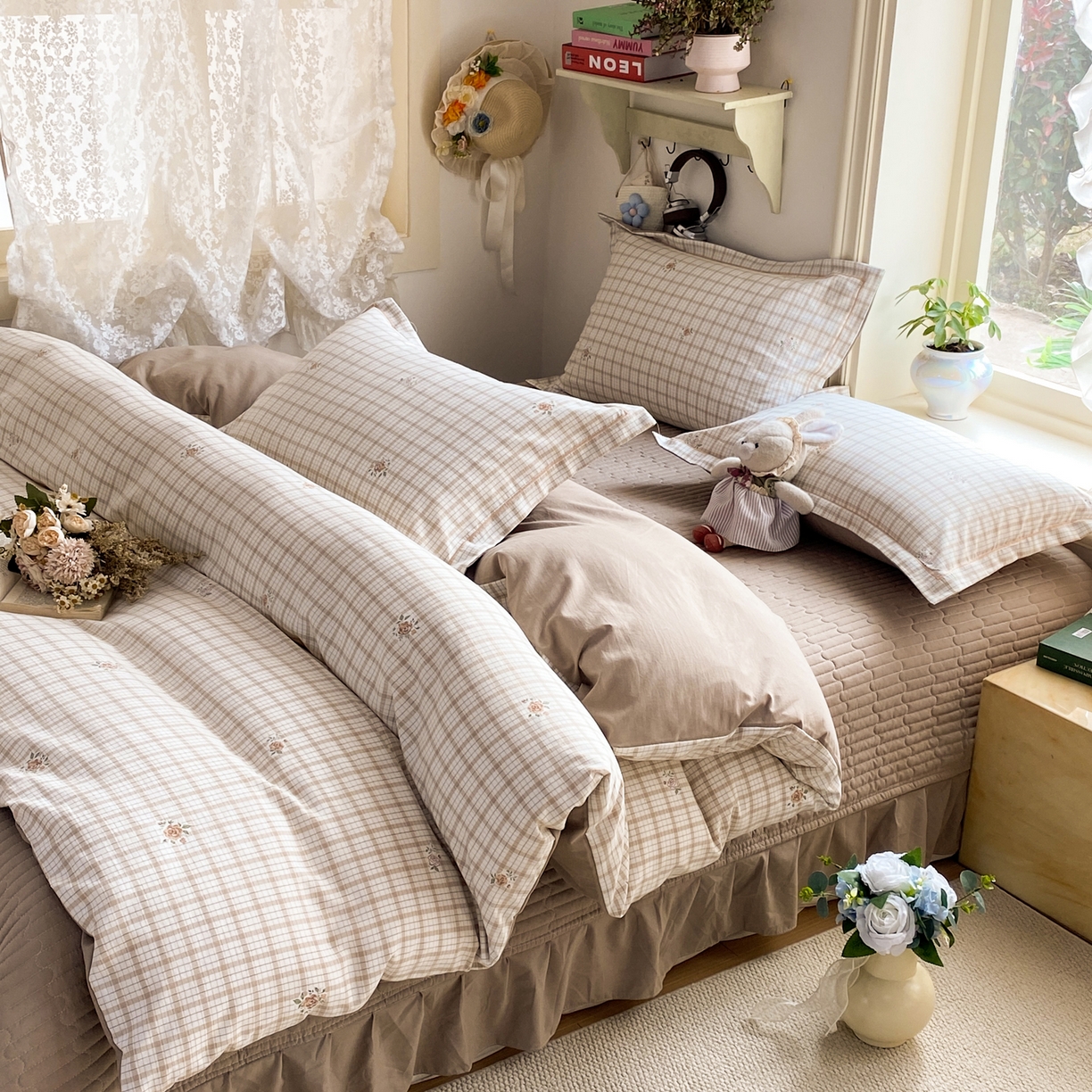 91家纺网 家纺一手货源 找家纺 富之航家纺 2026新款小清新床盖四件套 浪漫主义