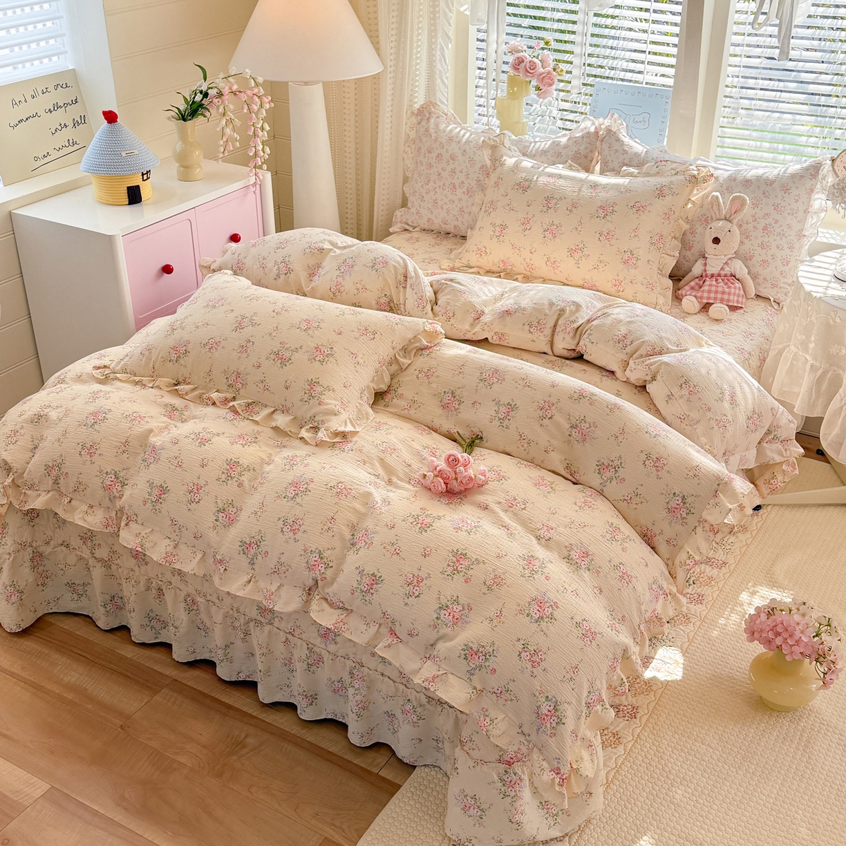 91家纺网 家纺一手货源 找家纺 逸尚阁 2026新款韩版木棉床盖四件套 黎曼