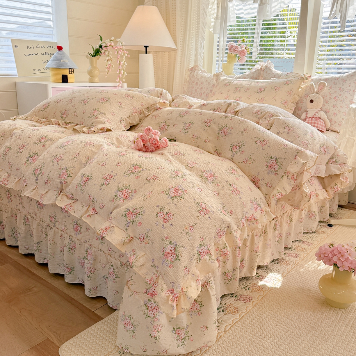 91家纺网 家纺一手货源 找家纺 逸尚阁 2026新款韩版木棉床盖四件套 黎曼