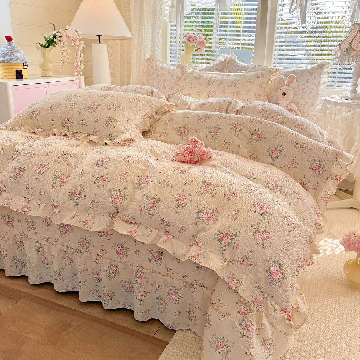 91家纺网 家纺一手货源 找家纺 逸尚阁 2026新款韩版木棉床盖四件套 黎曼