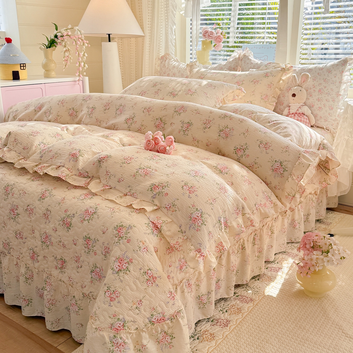 91家纺网 家纺一手货源 找家纺 逸尚阁 2026新款韩版木棉床盖四件套 黎曼